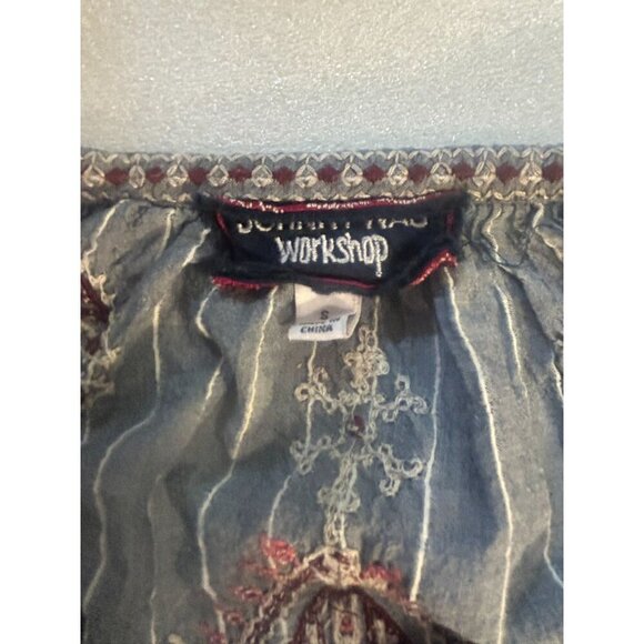 Johnny Was Workshop Womens Embroidered Gray Boho Tunic Top Small - Picture 7 of 7